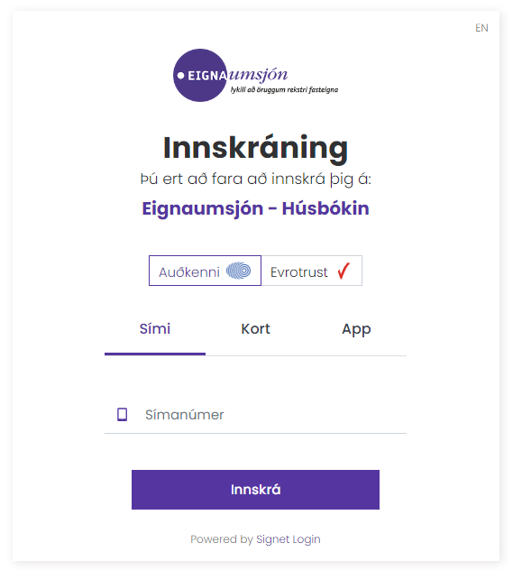 Breytingar á innskráningu í Húsbók Eignaumsjónar